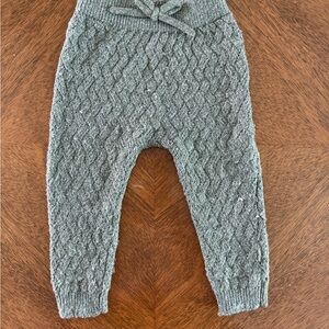 Quincy Mae Olive Knit Baby Pants with Cable Detail